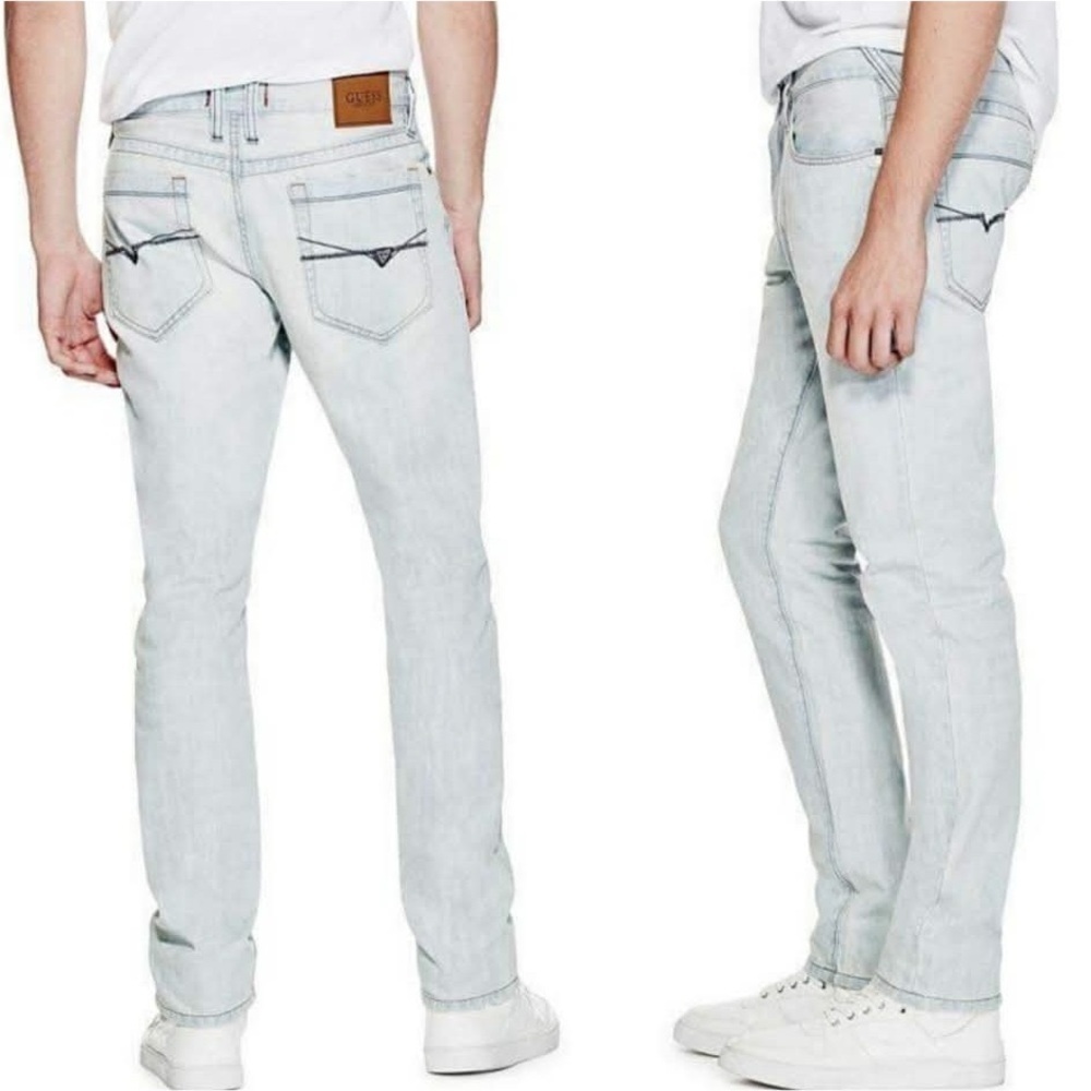 NET Guess Men's Faded Blue Slim Jeans SZ 30x32 - Picture 2 of 8